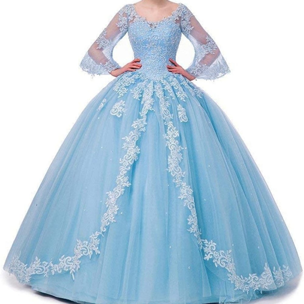 Elegant BabyBlue Quinceanera Dress Gem